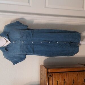 Zilcremo Women's Chic Short Sleeve Button Down Jean Dress. Size S NWT